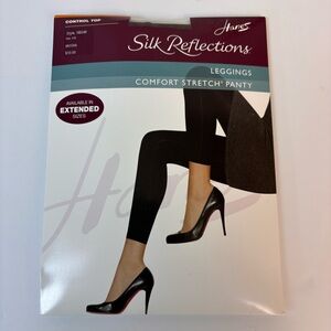 Hanes Silk Reflections Leggings Comfort Stretch Panty Control Top Mocha Sz A-B